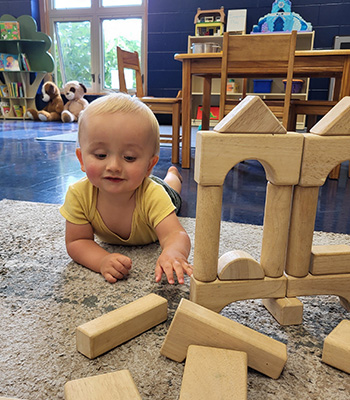 seedling playing with wood bricks